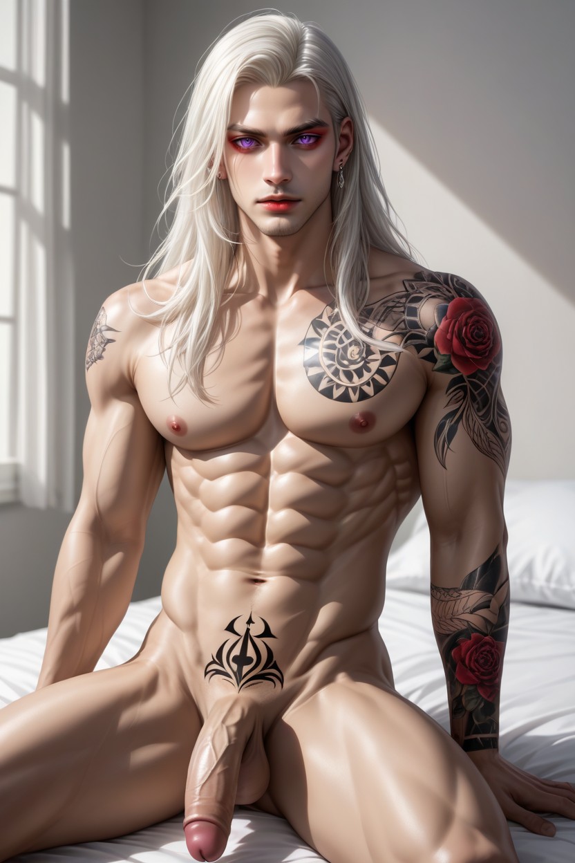 Sitting In Bed, Catears, Long Hair AI Gay Porn