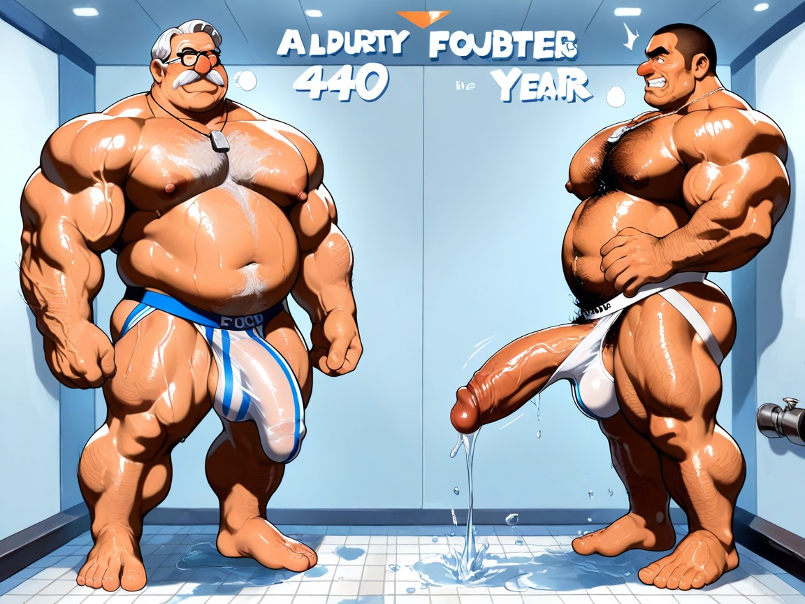 Tanned Skin, Man Has Silver Coach Whistle Worn Around Neck, Penis Bulge Sagging Excessively Low Stretching Fabric Aggressively AI Gay Porn