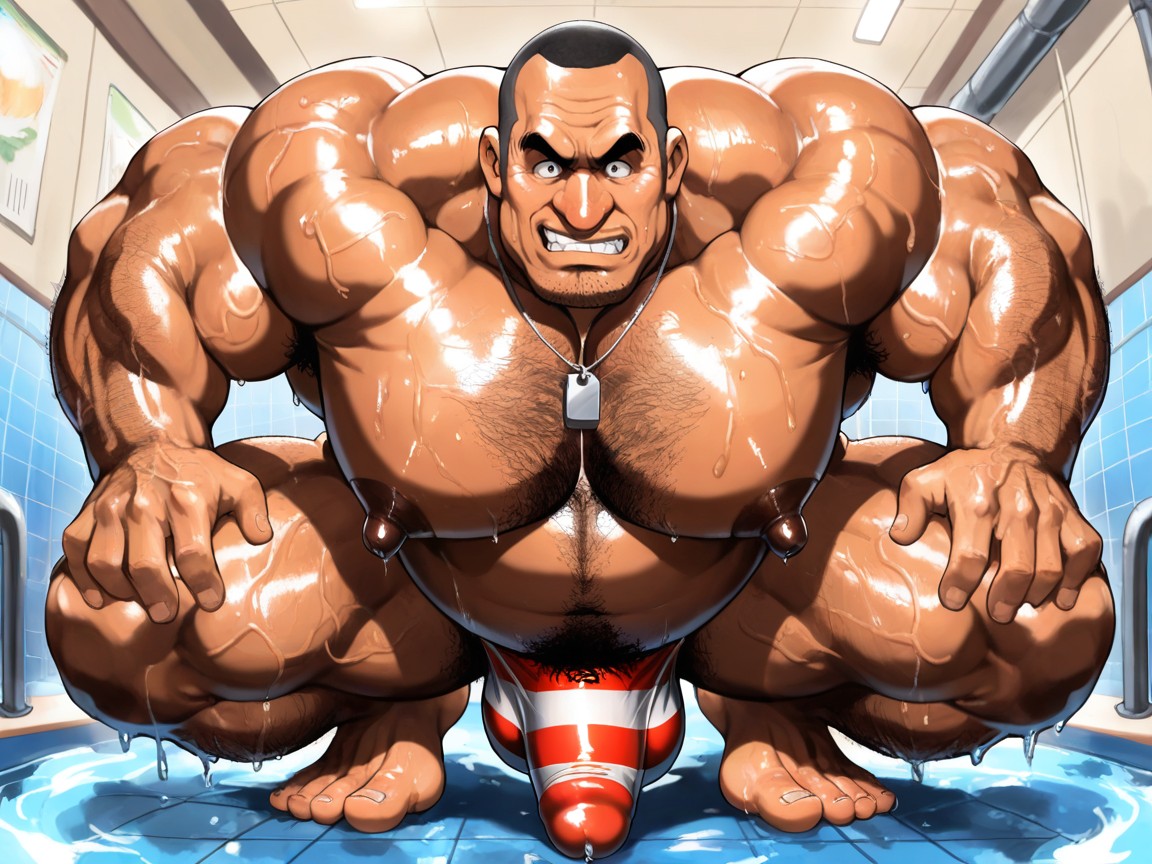 Burlap Jockstrap Material, Excessive Body Hair, Shaved Head AI Gay Porn