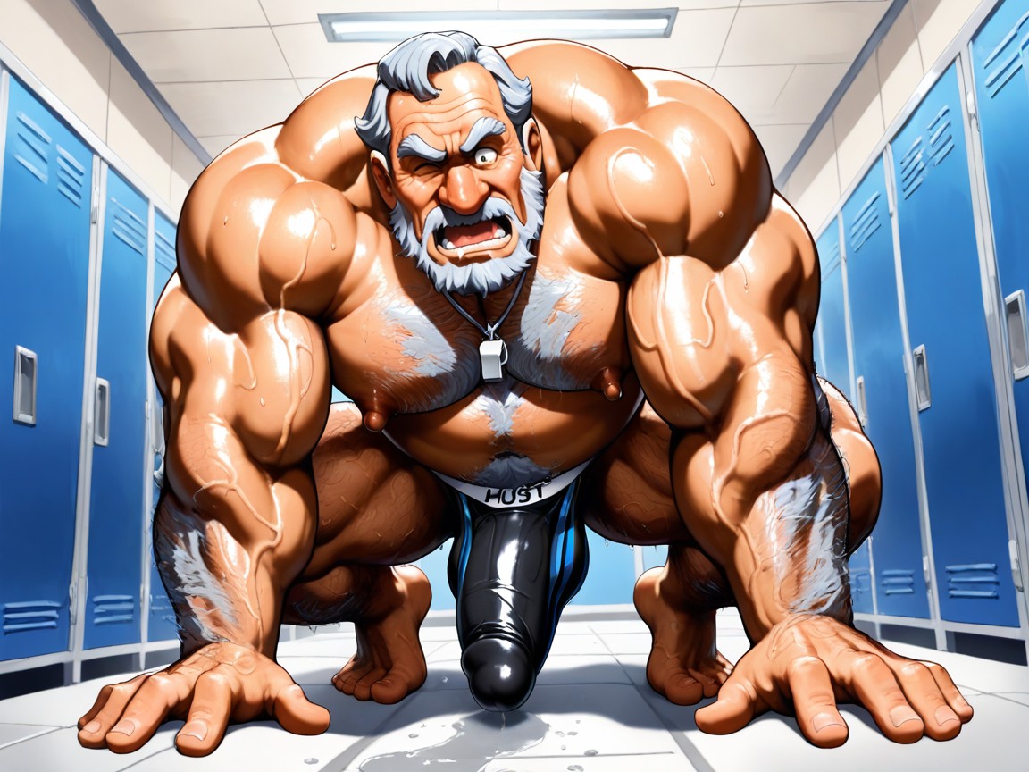 Full Body Profiles, Hairy Arms, Penis Bulge Sagging Excessively Low Stretching Fabric Aggressively AI Gay Porn