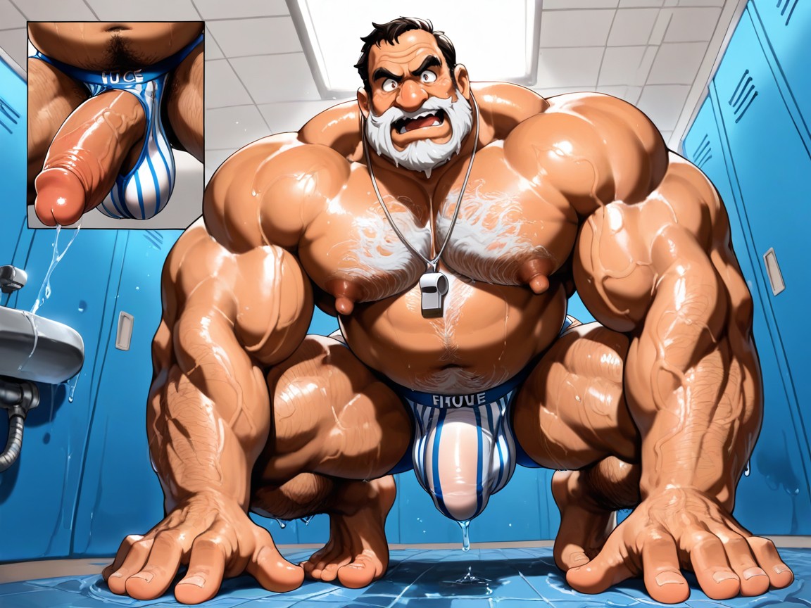 Muscular, Giant Biceps, Speedos Are Stretching To Contain Men's Impossibly Long Hyper Penis AI同性戀黃片
