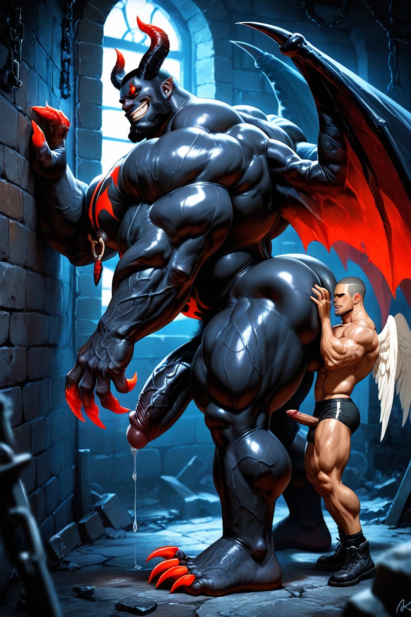 18+, Grin, Huge Muscles AI Gay Porn