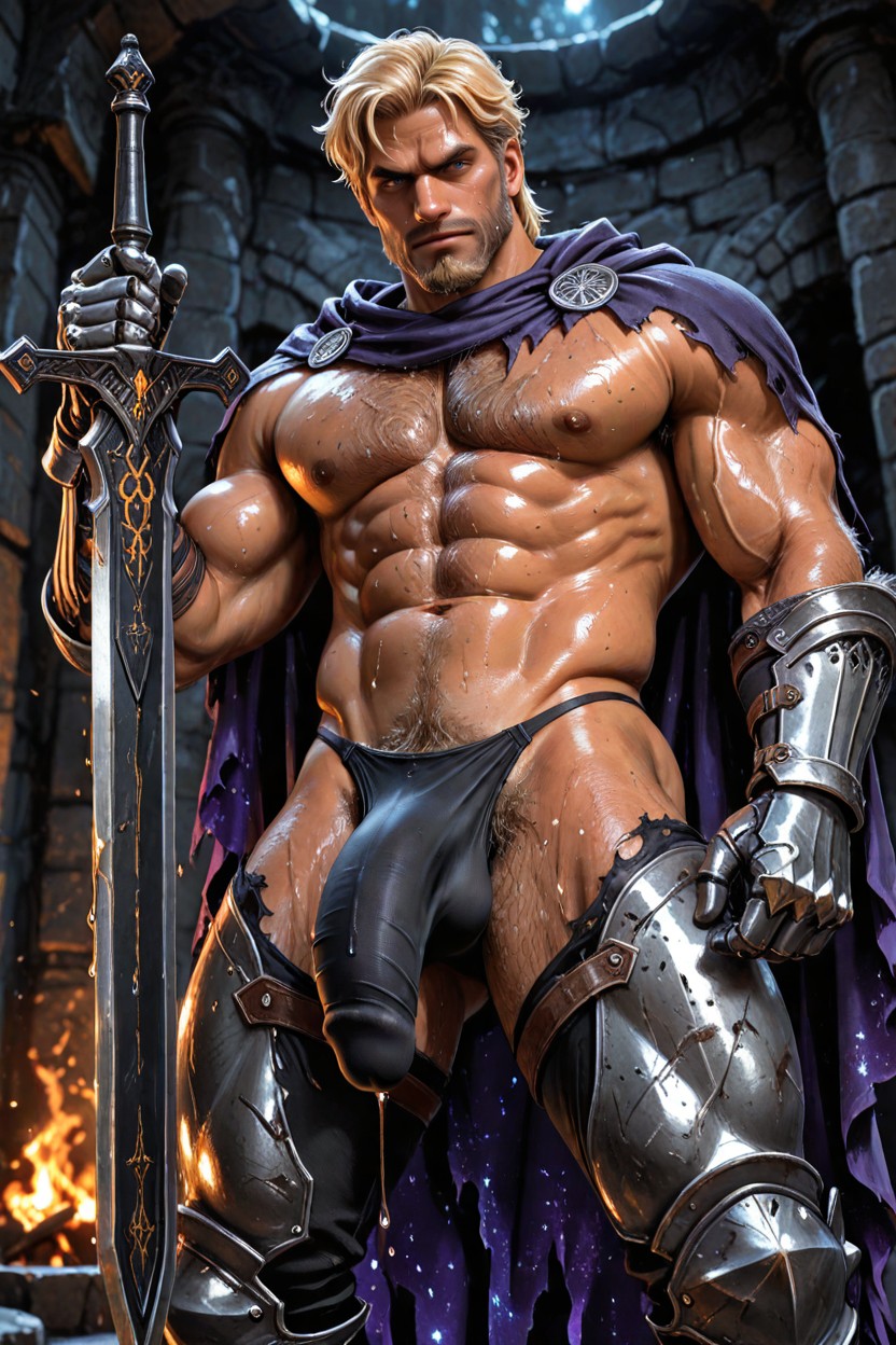 High Fantasy, Massive Penis Erection, Exposed Black Thong AI Gay Porn
