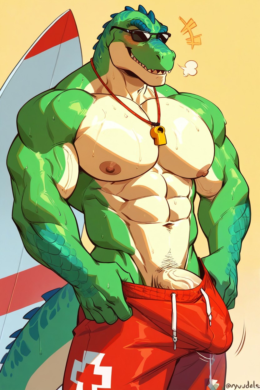 Big Pecs, Sweaty, Slightly Blushing AI Gay Porn