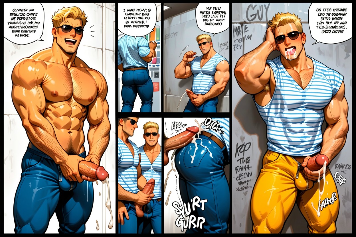 Arm Hair, Wearing Tight Jeans, Bara Manga Comic Multiple Views AI Gay Porn