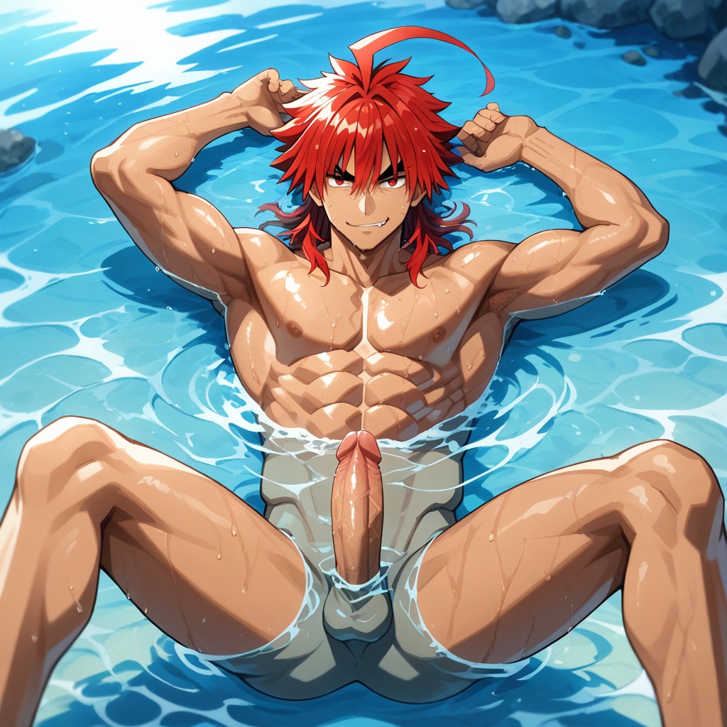 Ebitendon Style, Tanned Skin, Sweaty AI Gay Porn