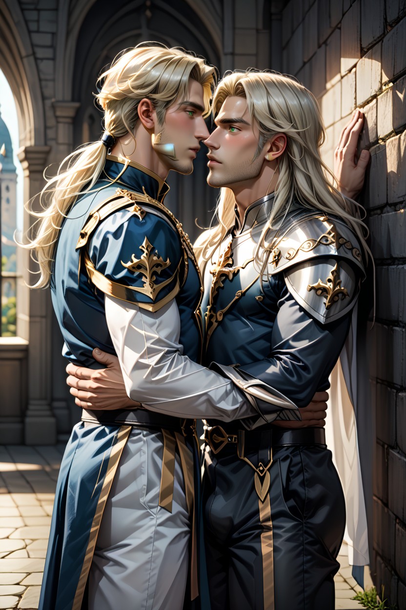 Perfect And Sexual Man, Bottom Man Is Prince Charming, In Mediaval Fantasy Castle AI Gay Porn