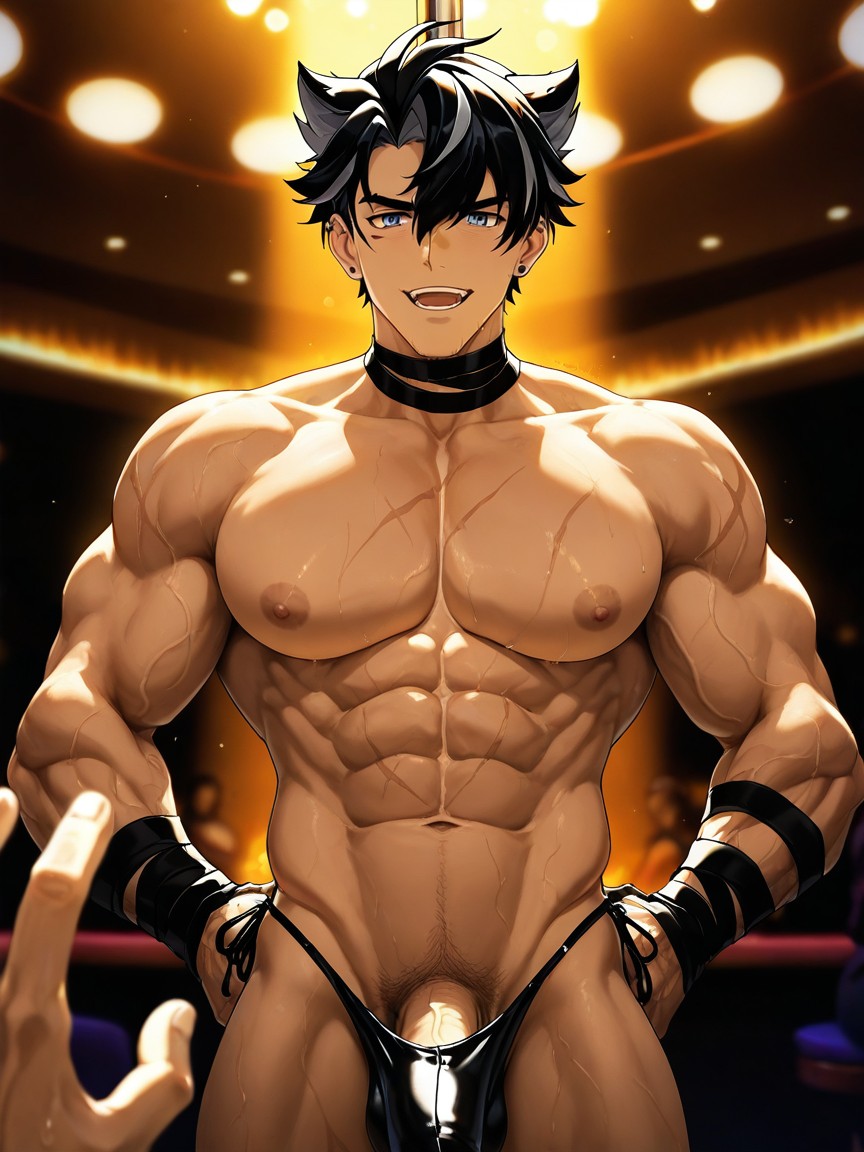 Wriothesley Is A Sexy Handsome Man With A Fit Physique, Waist Shot, Strip Club AI Gay Porn