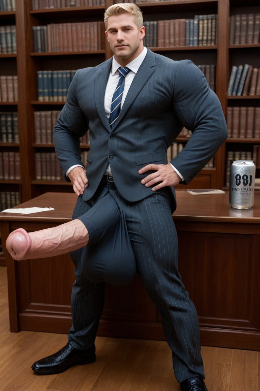 Office Pants, Hyper Huge Balls Bulge, Hands On Hips AI Gay Porn