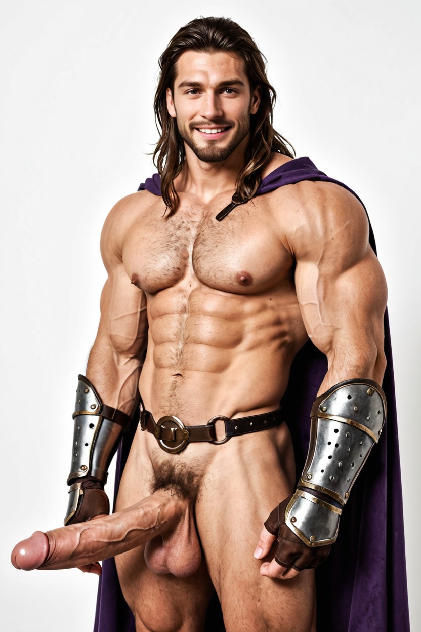 Prominent Happy Trail, Armor Gloves, Armor AI Gay Porn