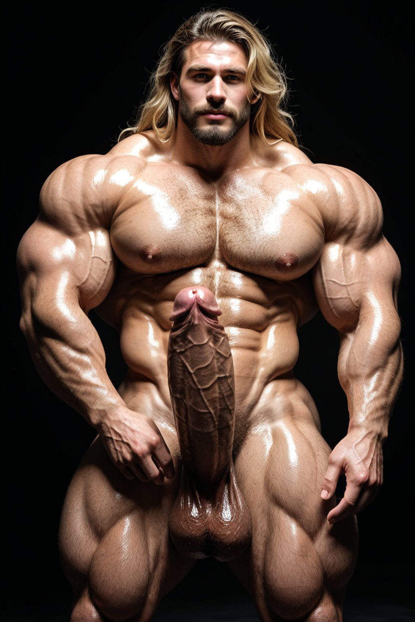 Extreme Hairy Abs, Gigantic Muscles, Very Thick Penis AI Gay Porn