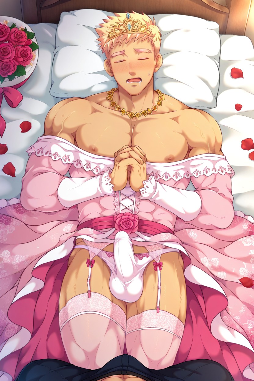 Gold Necklace, Pink Thigh-high Stockings, Horny AI Gay Porn