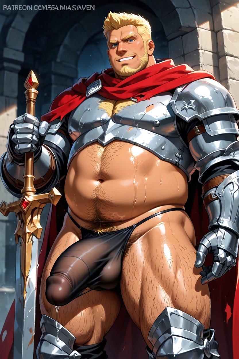 Tanned Skin, Chest Hair, Red Cloak AI Gay Porn
