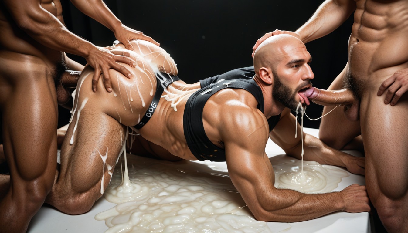 Six Arab Guys, Gay, Full Body Bukkake AI Gay Porn