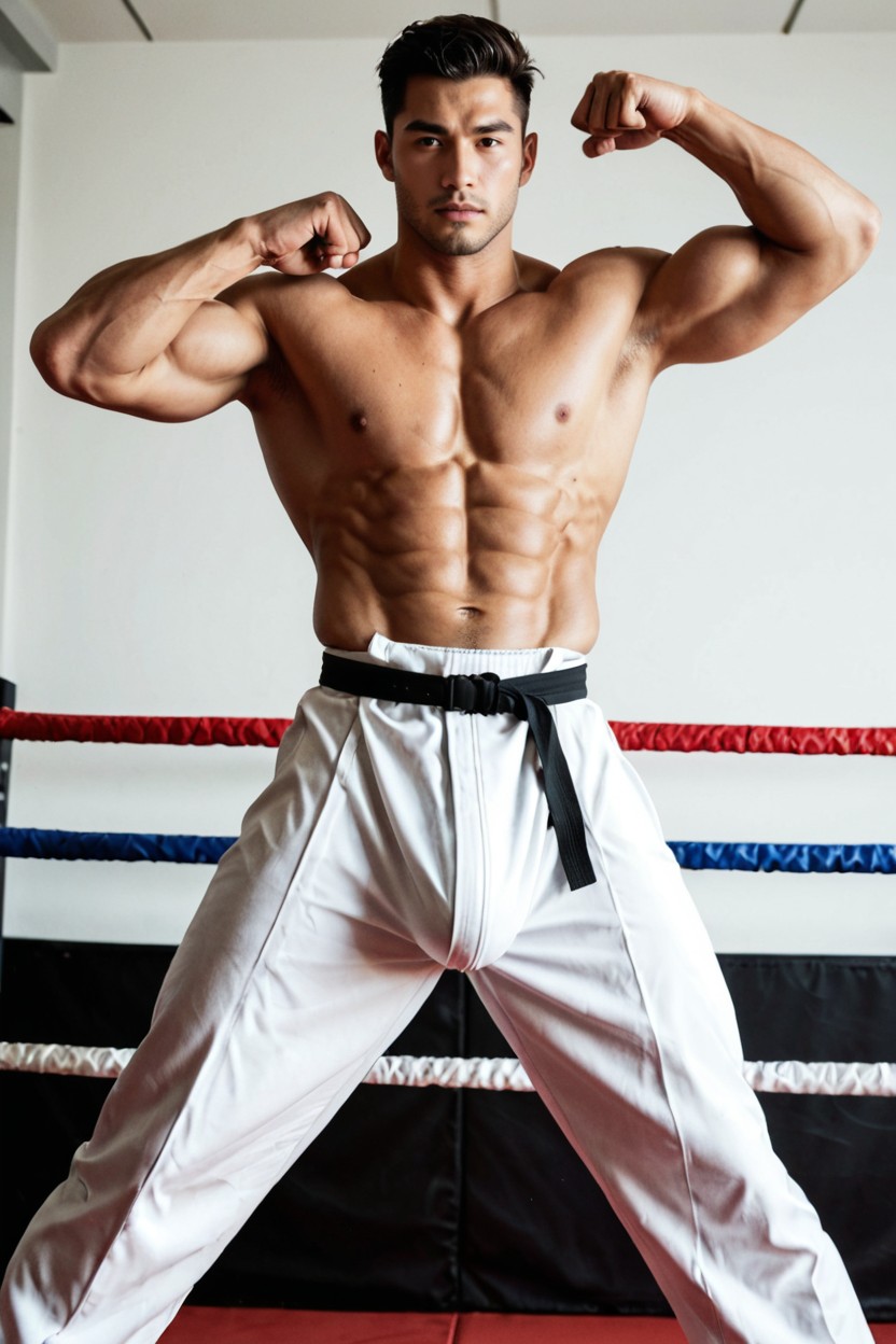Muscular Defined Chest, K, Sarashi Bandage Around Belly AI Gay Porn