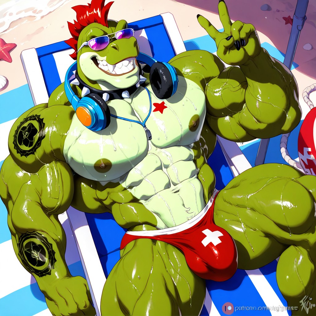 Lifeguard, Evil Big Grin, Legs Spread AI Gay Porn