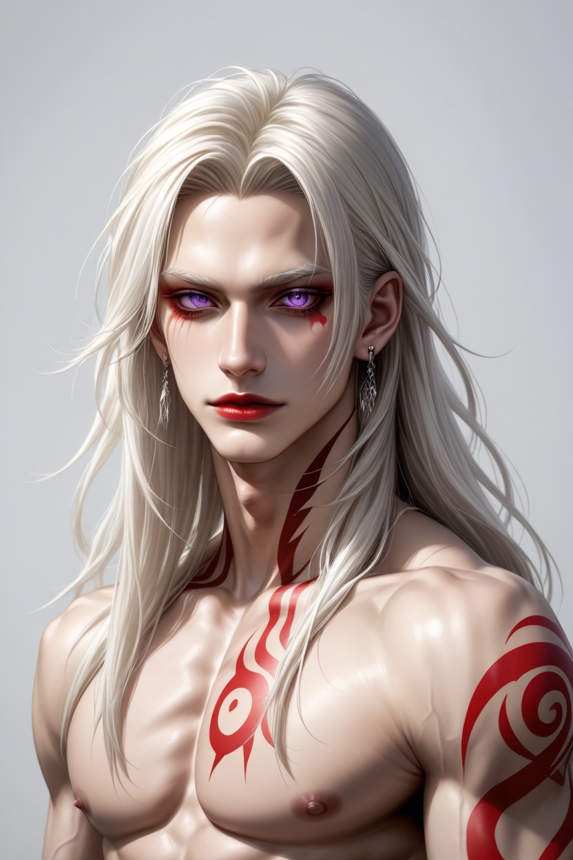 Purple Eyes, Albino, Tattoo AI Gay Porn