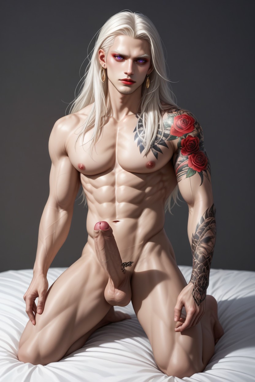 Nude, Arm Tattoos, Long Hair AI Gay Porn