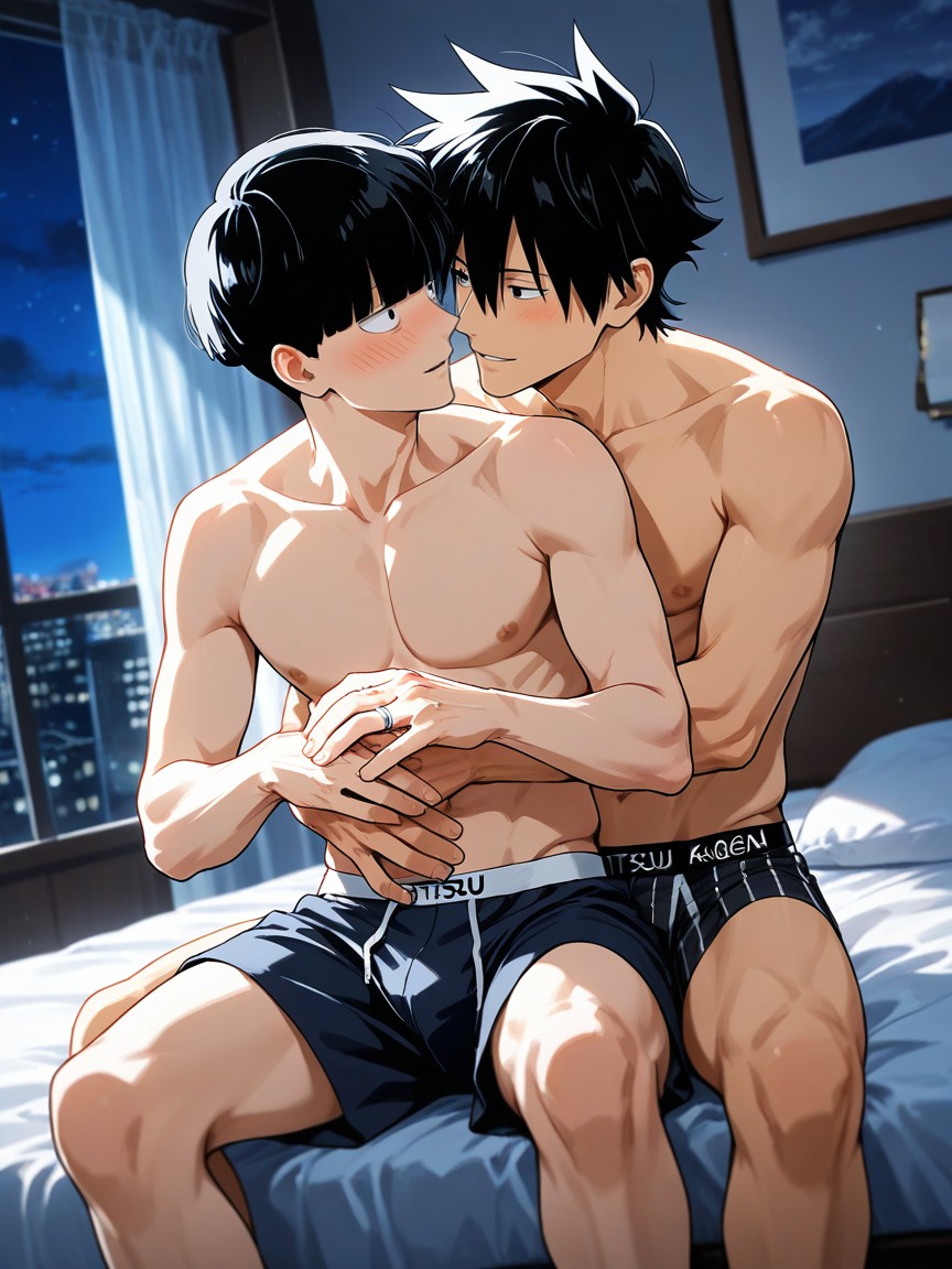 Naked, Hug From Behind, Eye Contact AI Gay Porn