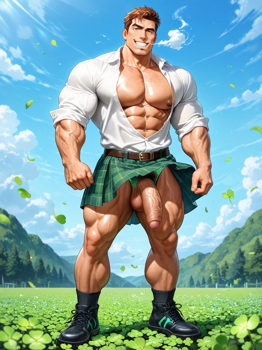 Massive, Hard Nipples Under Shirt, Muscular Bara Man AI Gay Porn