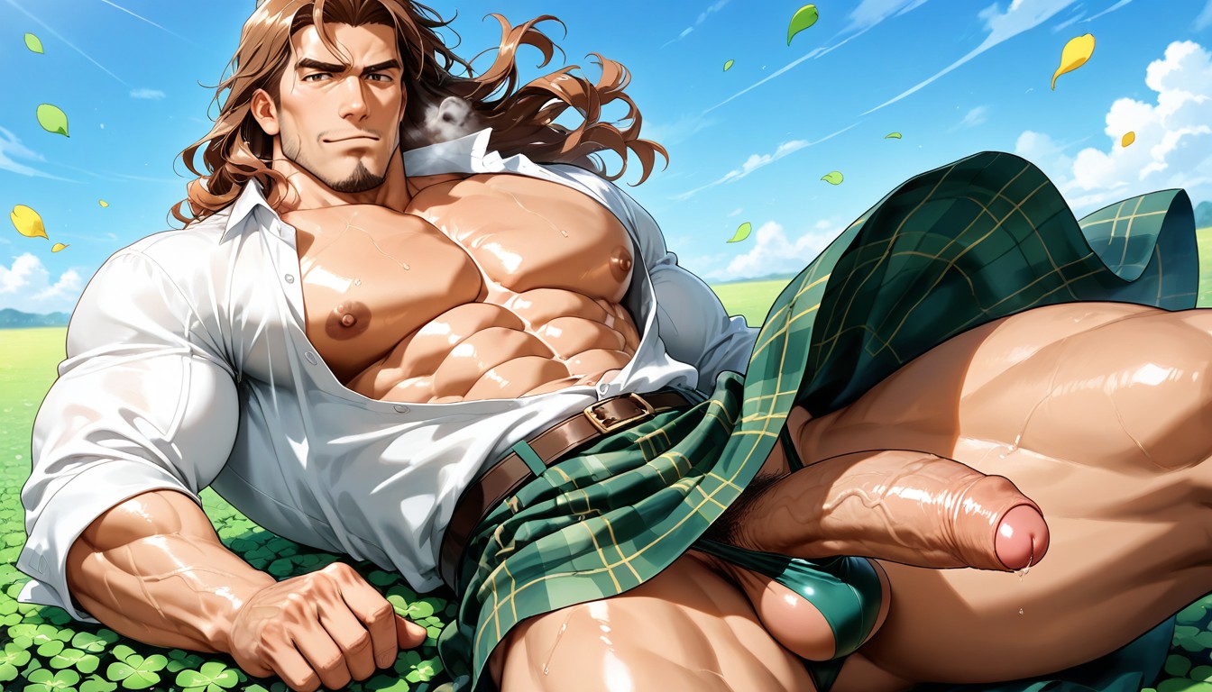 Muscular Male Body, Not Wearing Underwear, Flirty AI Gay Porn