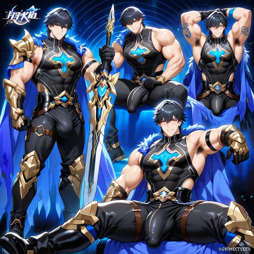 Underwear Is Black Thong, Leather Gauntlets, Fit AI Gay Porn