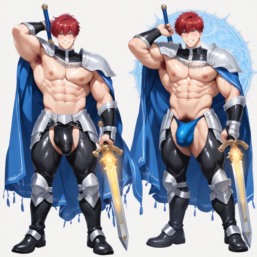 Dramatic Shadows, Wearing An Ornate Metal Bikini Armor, 25+ AI Gay Porn