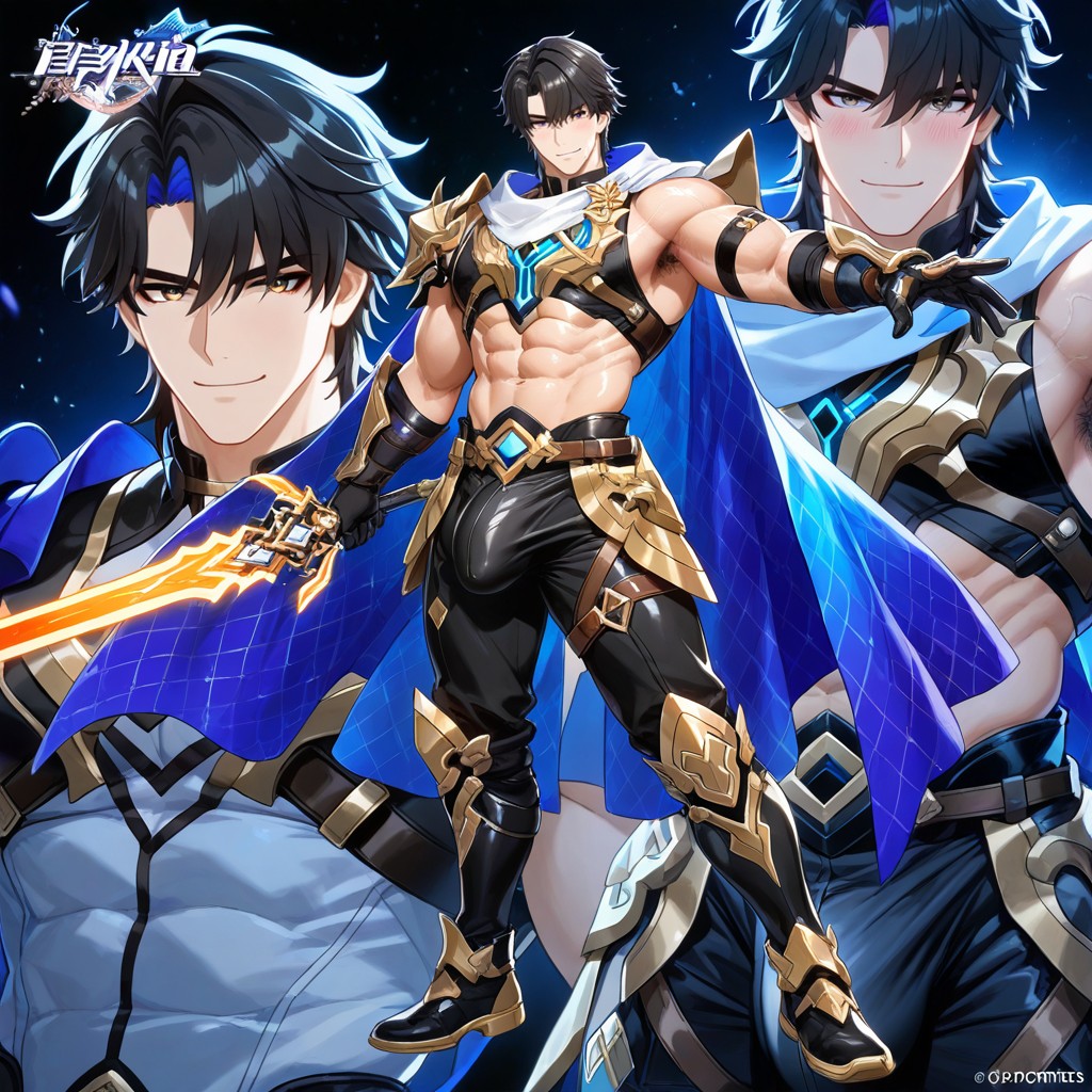 Indigo Flowing Cloak, Ultra-detailed, Pubic Hair AI Gay Porn