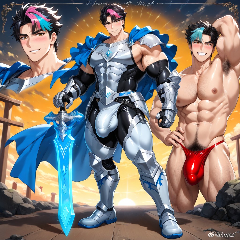 Sunset, Leather Gauntlets, Form Fitting Clothes AI Gay Porn