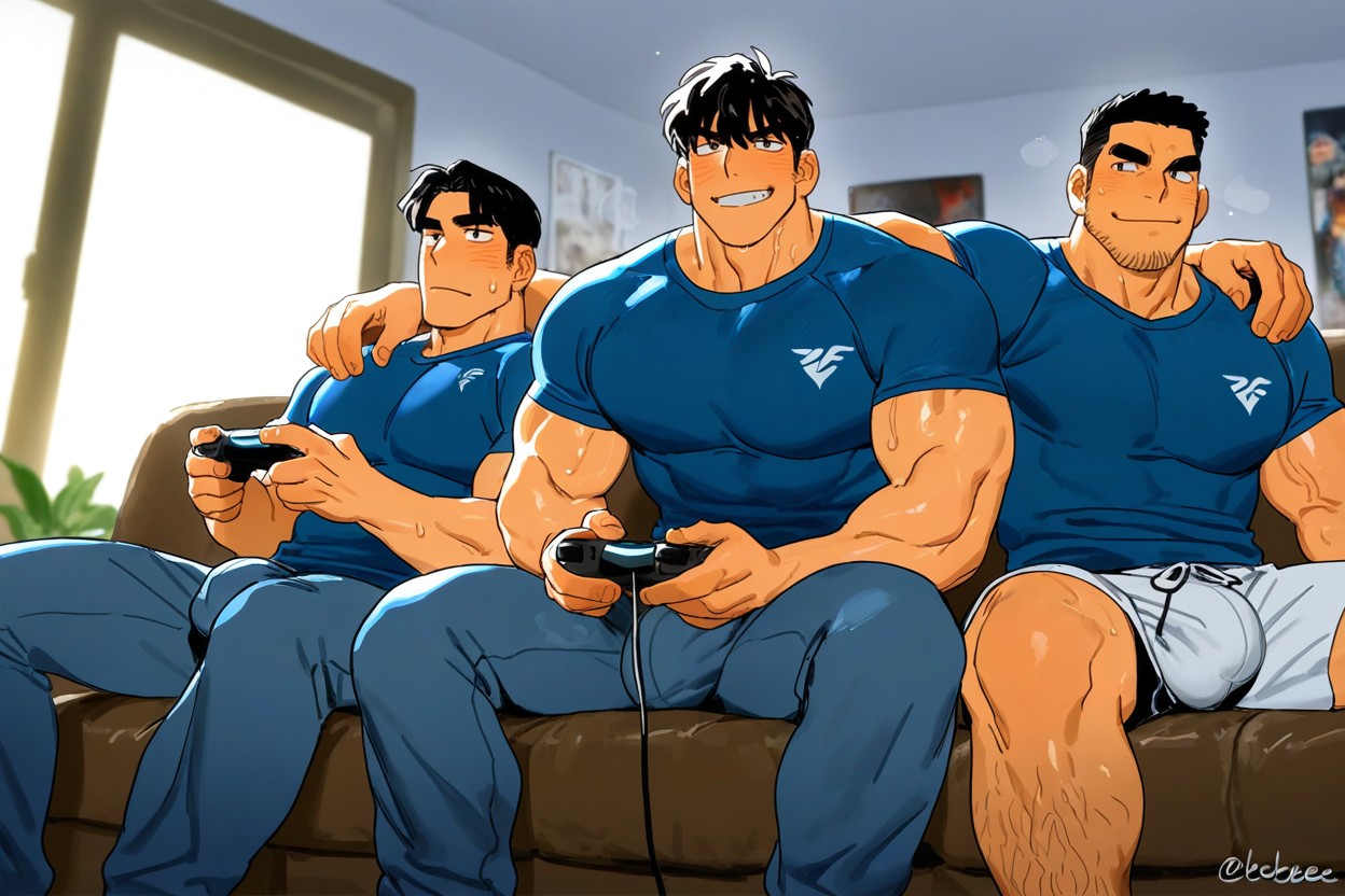 Three Guys Looking At You, Three Different Guys, Handsome Men AI Gay Porn