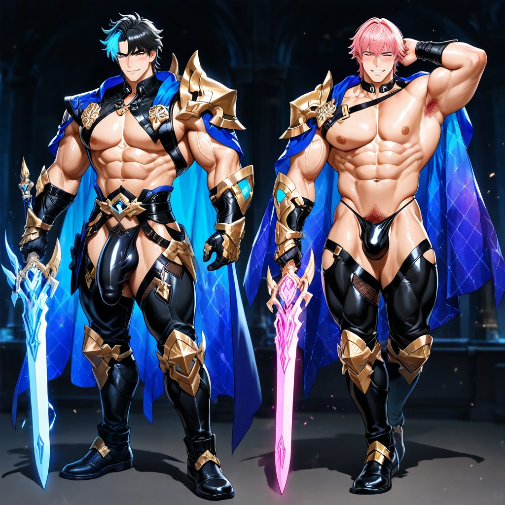 Holding A Glowing Magical Sword, 25+, Wearing An Ornate Metal Bikini Armor AI Gay Porn