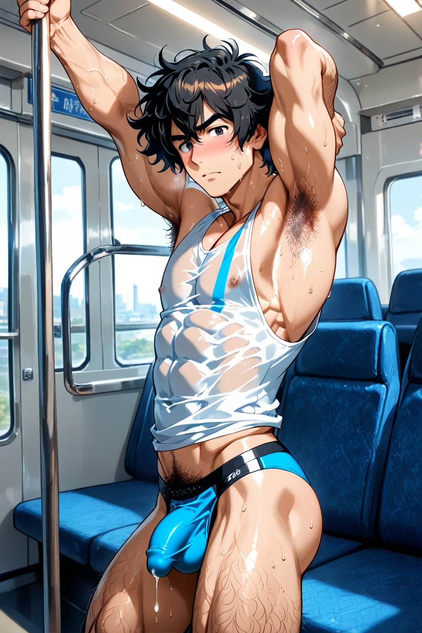 Hairy Arms, Muscular Slutboy, Backgroundextremely Sweaty AI Gay Porn