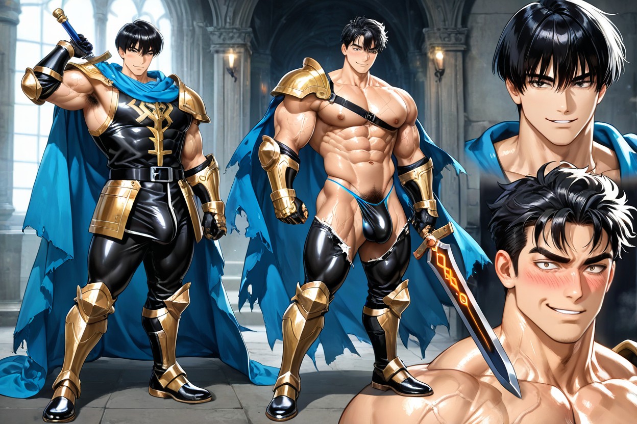 Hyper-muscular Ripped Physique, Male Only, Neon AI Gay Porn