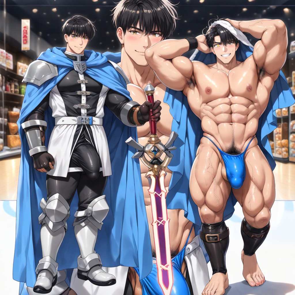 +, Wide Shoulders, Hyper-muscular Ripped Physique AI Gay Porn