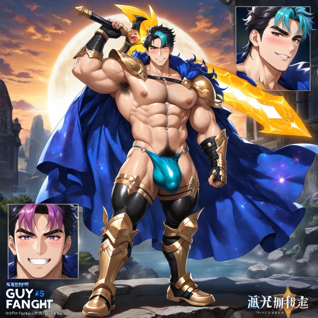 Male Only, One Arm Up, Full Body AI Gay Porn