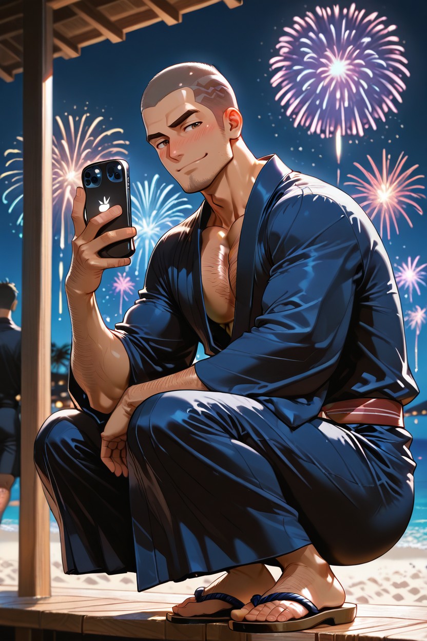 Front View, Blushing, Solo AI Gay Porn