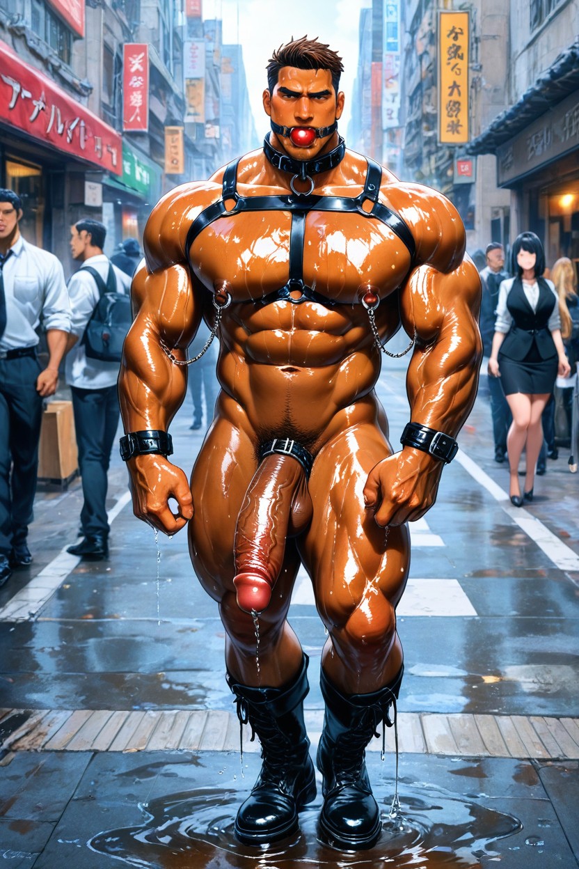 Dark Brown Skin, Round Face, Full Body AI Gay Porn