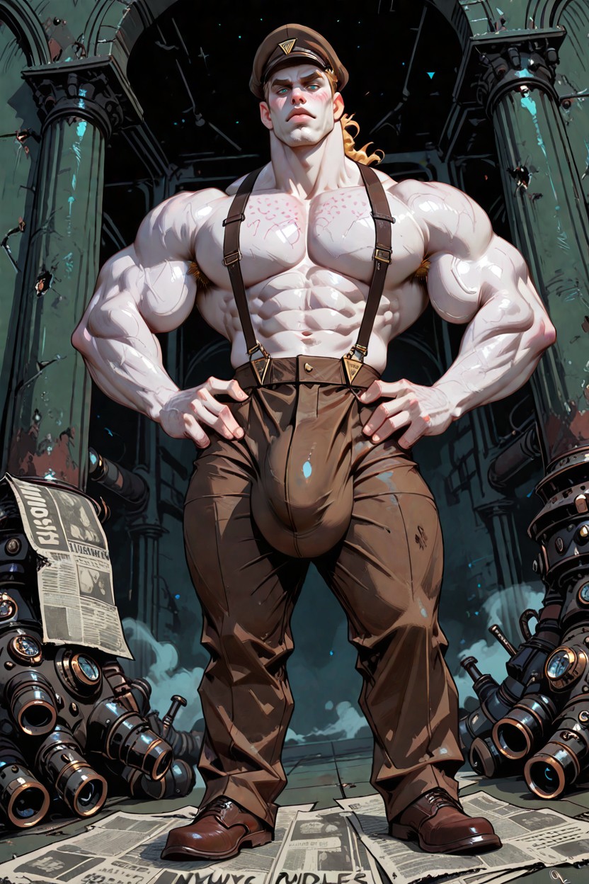 Muscular Ass, Gigantic Pulpy Male Pecs, V-shaped AI Gay Porn