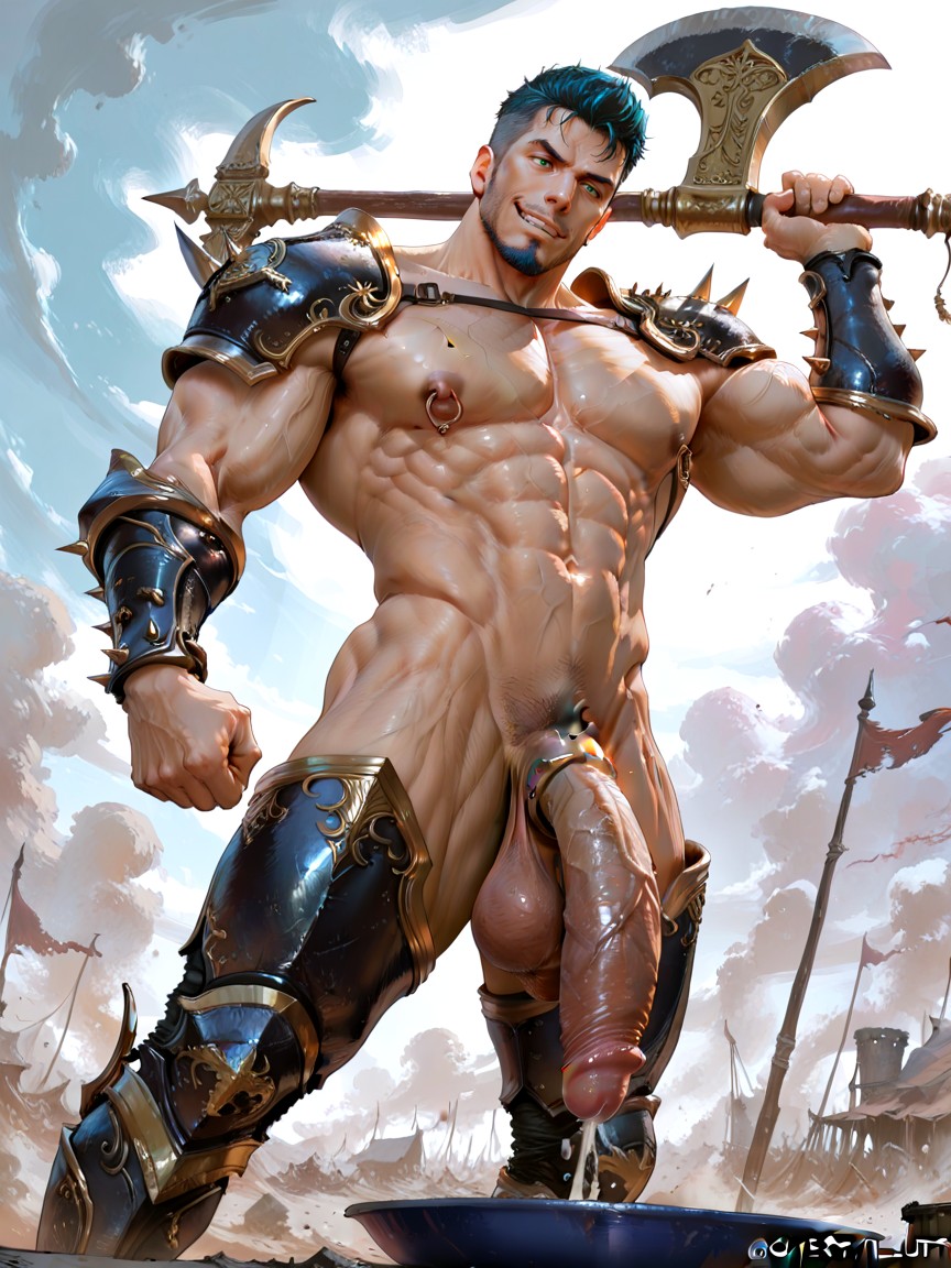 Smooth Tan Skin, His Body Sculpted Like Marble, Cocky Expression AI Gay Porn