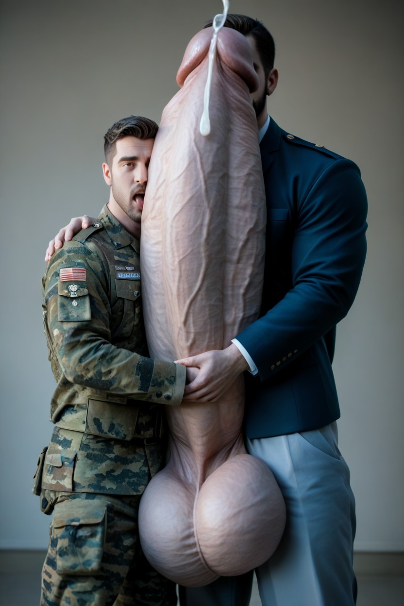 Only Men, Square Jaw, Cock Many Times Taller Than Him AI Gay Porn
