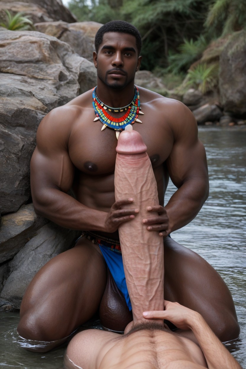 Tribal, Photorealistic, Fondling Giant Hyper Balls With Hands AI Gay Porn