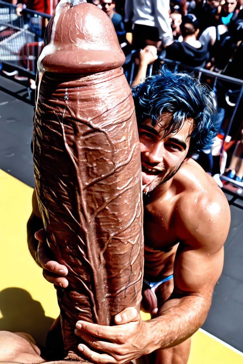 Thong, Public, Cock Many Times Taller Than Him AI Gay Porn