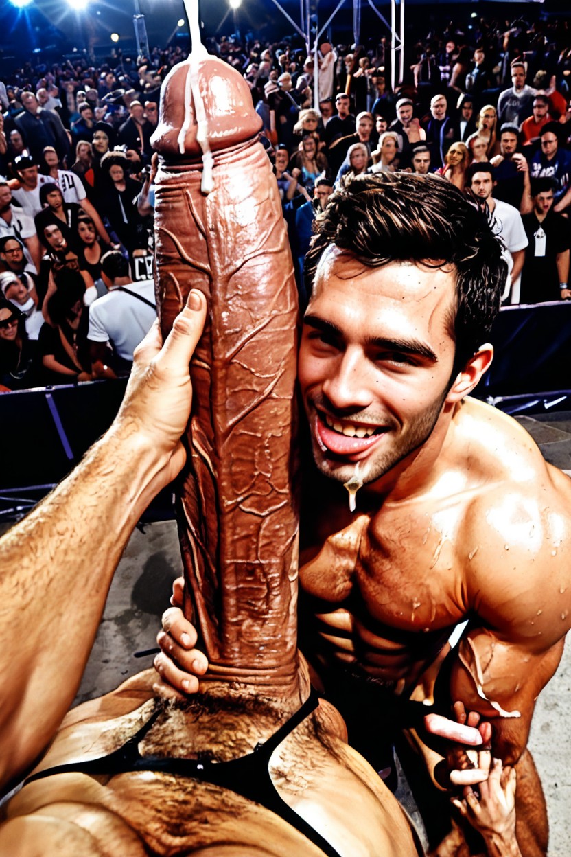Correct Anatomy, Hugging Cock, Full Body Visible AI Gay Porn