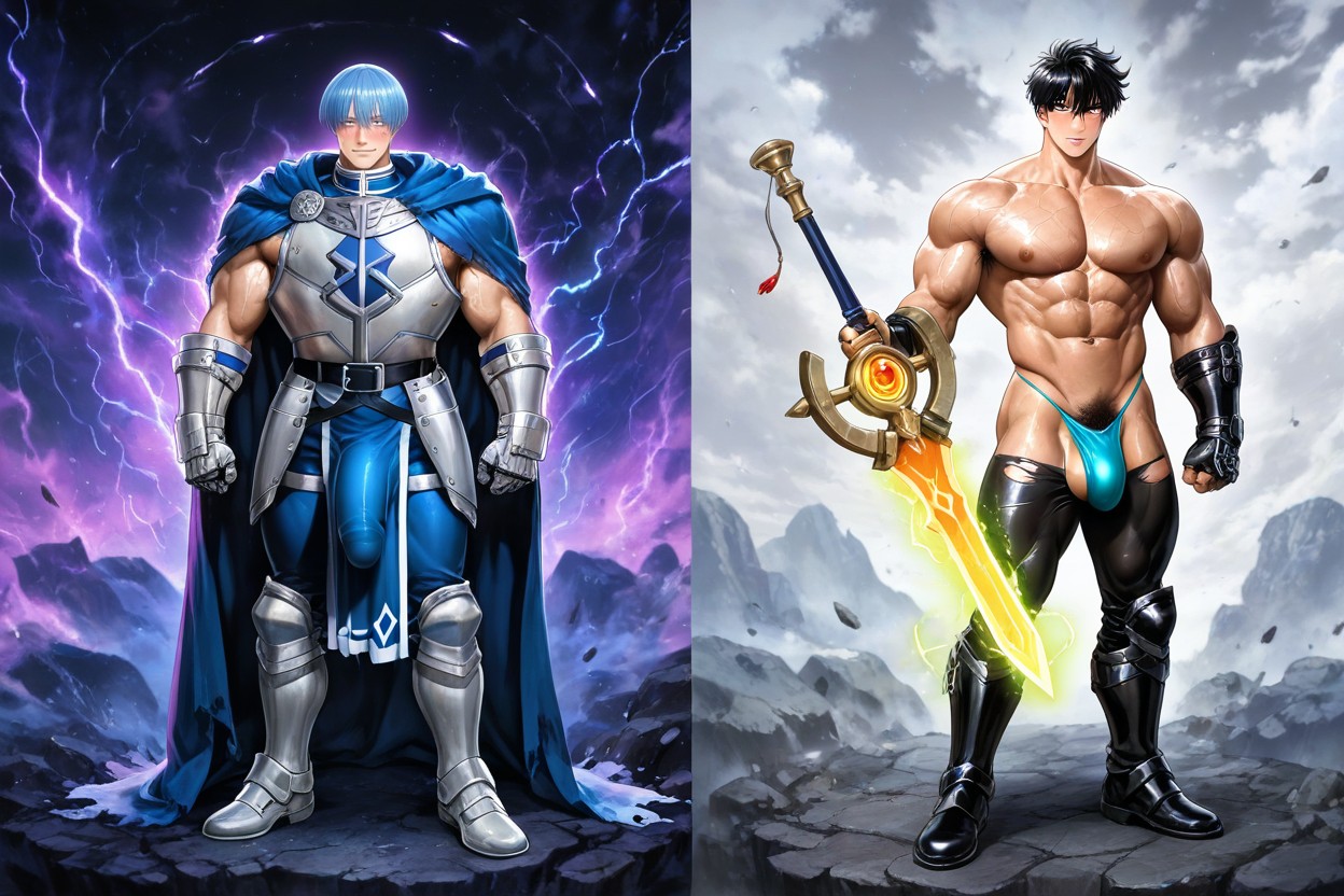 Wearing An Ornate Metal Bikini Armor, Male Only, K Resolution AI Gay Porn
