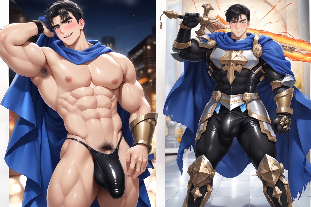 Moody Fantasy Background, One Arm Up, Leather Gauntlets Porno gay IA