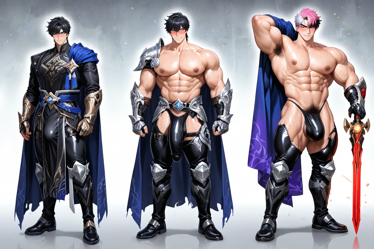 Highly Detailed Anatomy, Armpit Hair, Handsome Korean Idol Face AI Gay Porn