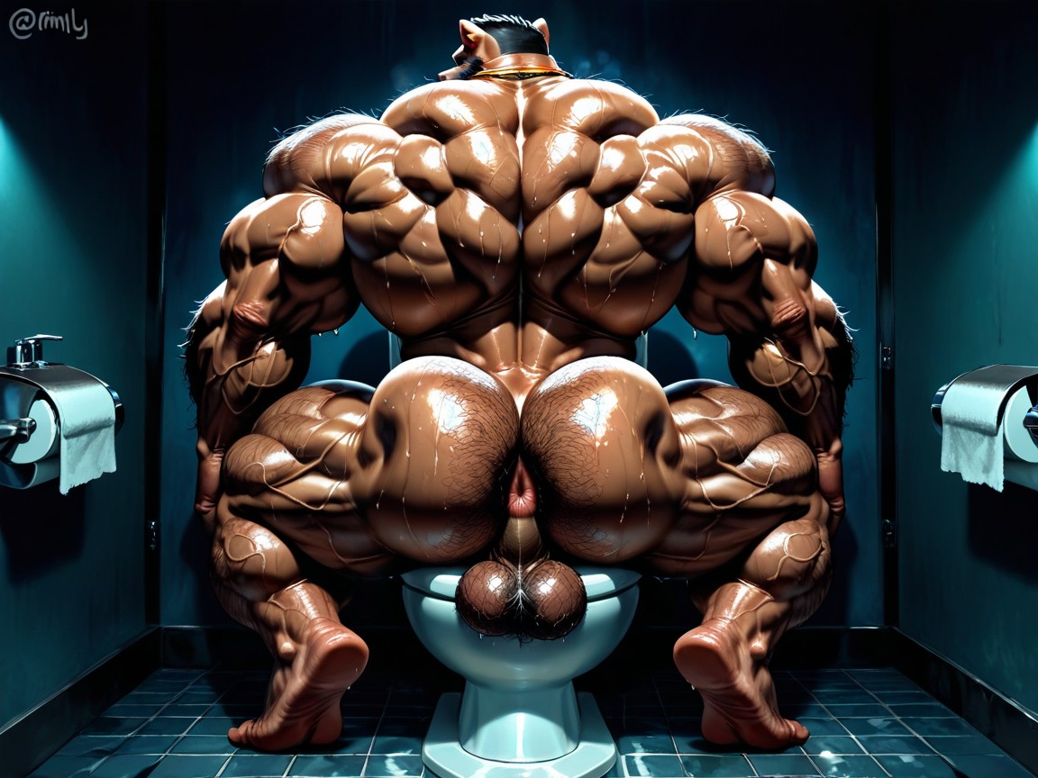 Long Strong Neck, Thick Eyebrows, Muscular Legs AI Gay Porn
