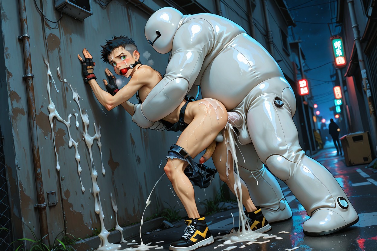 Baymax Hold Him In Air, Baymax Has A Very Large White Penis, Male Only AI Gay Porn