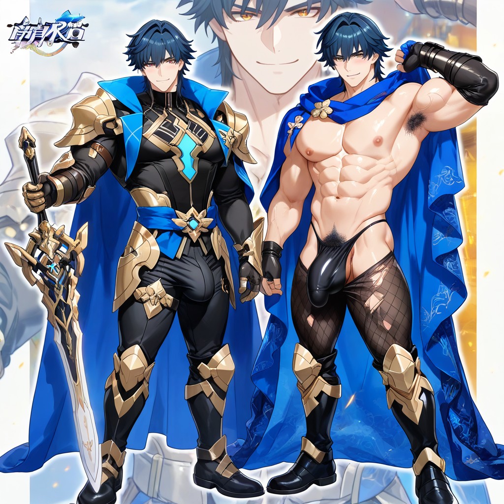 Caelus From Honkai Star Rail, Male Only, Armpit Hair Color = Hair Color AI Gay Porn