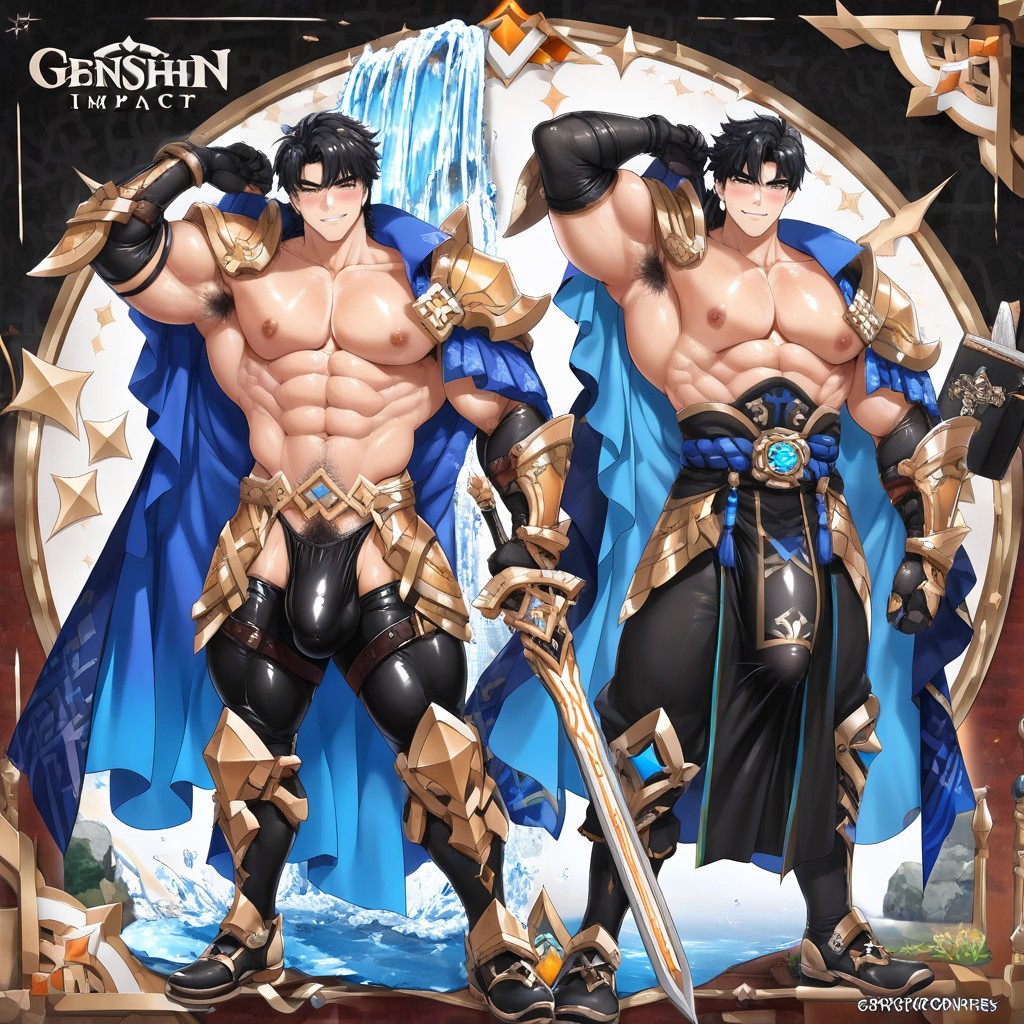 Armpit Hair, Wearing An Ornate Metal Bikini Armor, Pubic Hair AI Gay Porn